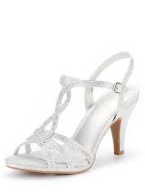 Dream Pairs silver  glittered rhinestones strapping heels sandals Sz 8.5